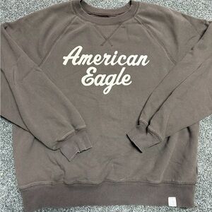 American Eagle Outfitters Men's Dark Brown Crewneck Sweater